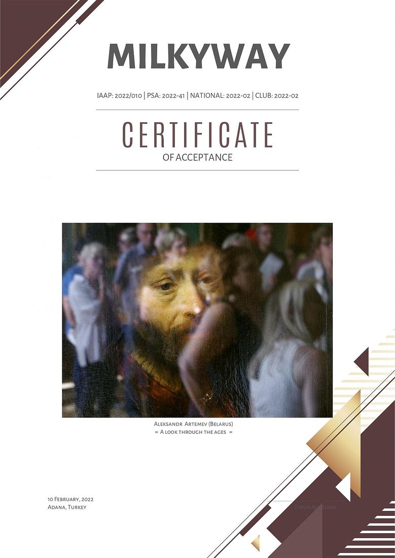 Aleksandr Artemev. Photographic awards. The International exhibition of art photography MILKYWAY (PSA 2022-41, IAAP 2022/010)