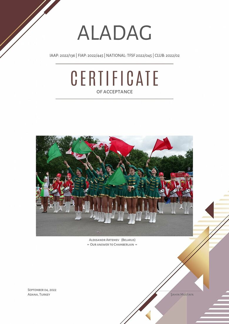 Aleksandr Artemev. Photographic awards. International Photography Contest of ALADAG (FIAP 2022/445, IAAP 2022/136)