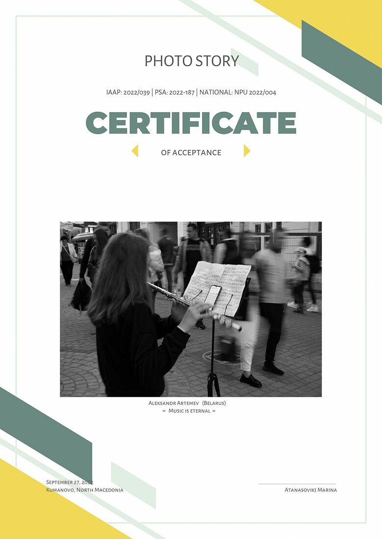 Aleksandr Artemev. Photographic awards. Photo Story is international contest of art photography (PSA 2022-187, IAAP 2022/039)