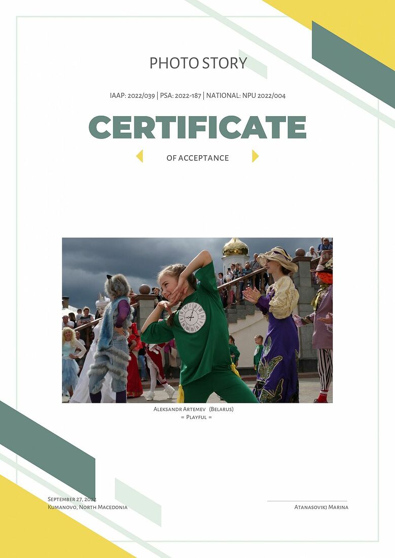 Aleksandr Artemev. Photographic awards. Photo Story is international contest of art photography (PSA 2022-187, IAAP 2022/039)