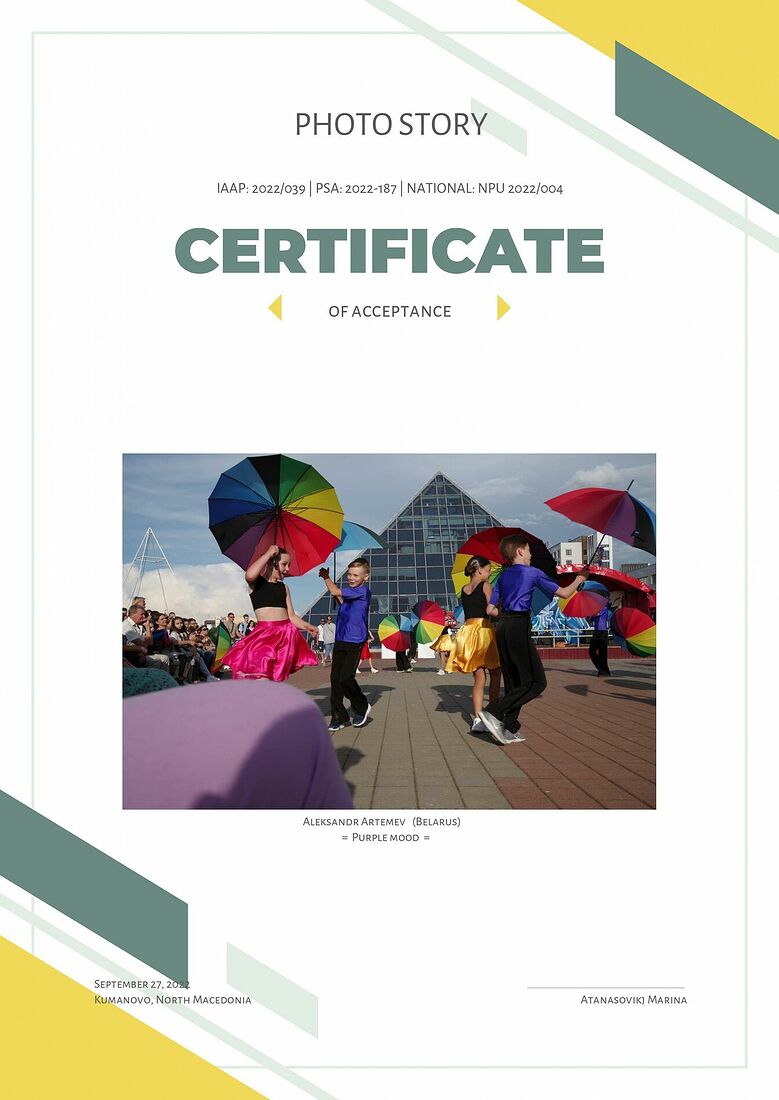 Aleksandr Artemev. Photographic awards. Photo Story is international contest of art photography (PSA 2022-187, IAAP 2022/039)