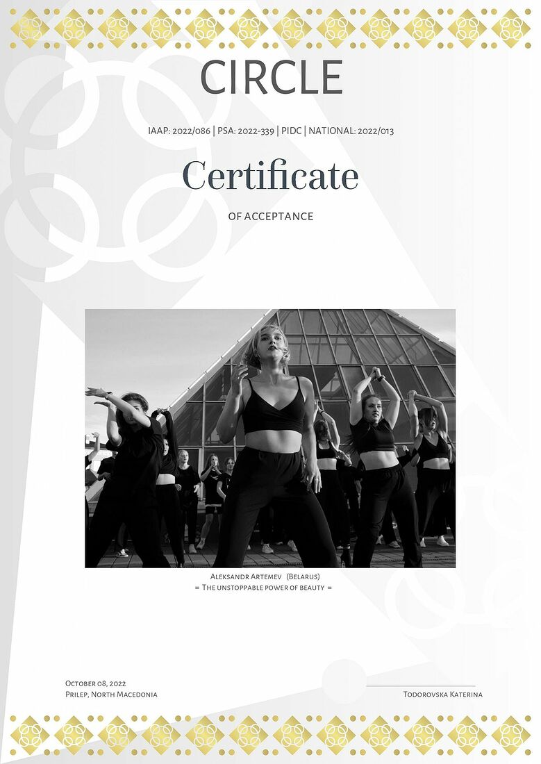 Aleksandr Artemev. Photographic awards. The International exhibition of art photography "Circle" (IAAP 2022/086, PSA 2022-339)