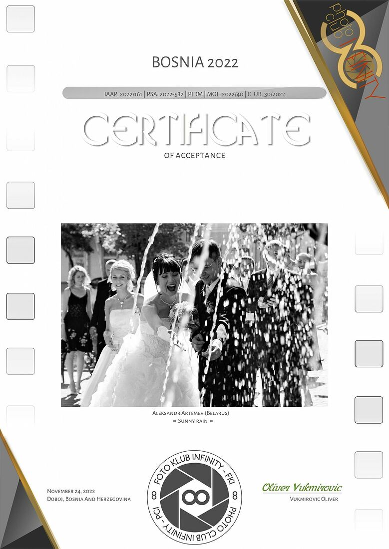 Aleksandr Artemev. Photographic awards. Bosnia (PSA 2022-582, IAAP 2022/161)