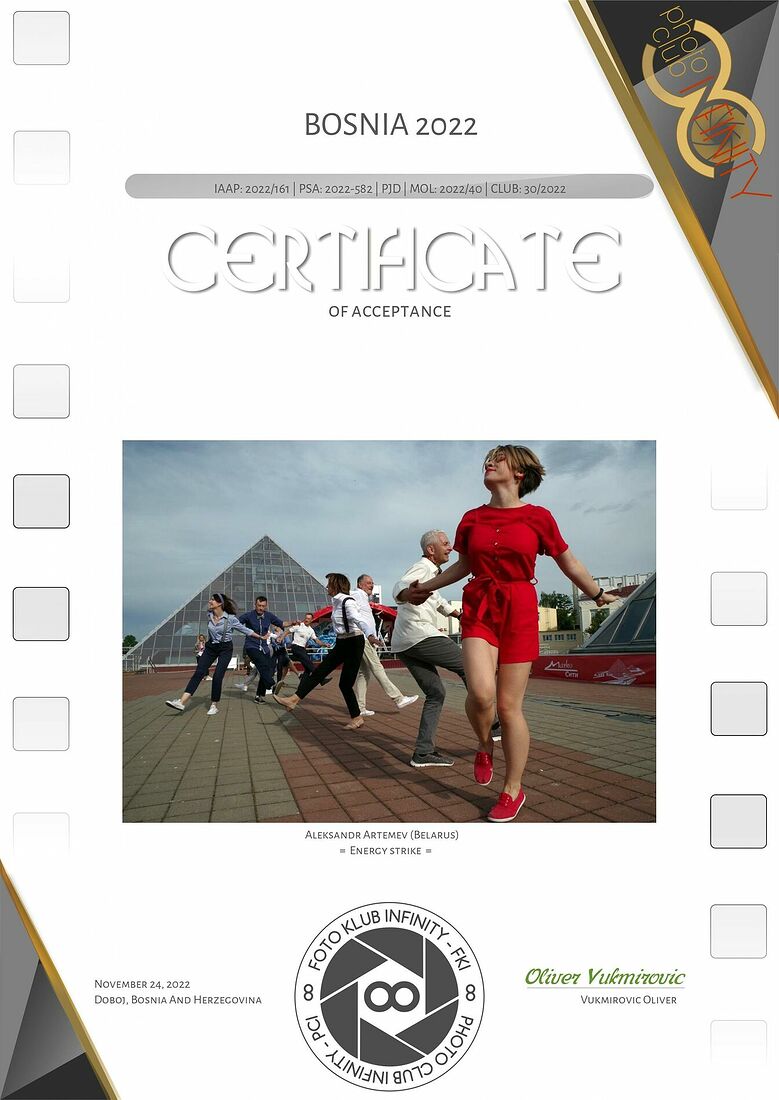 Aleksandr Artemev. Photographic awards. Bosnia (PSA 2022-582, IAAP 2022/161)
