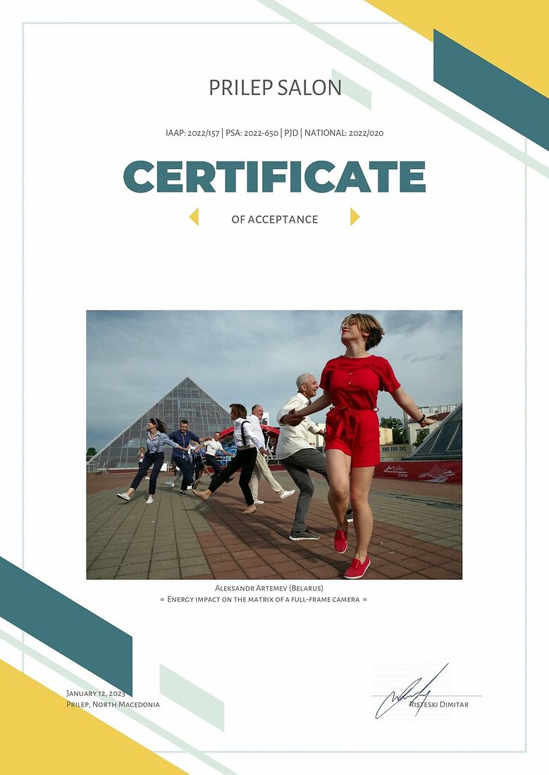 Aleksandr Artemev. Photographic awards. Prilep Salon (PSA 2022-650, IAAP 2022/157)