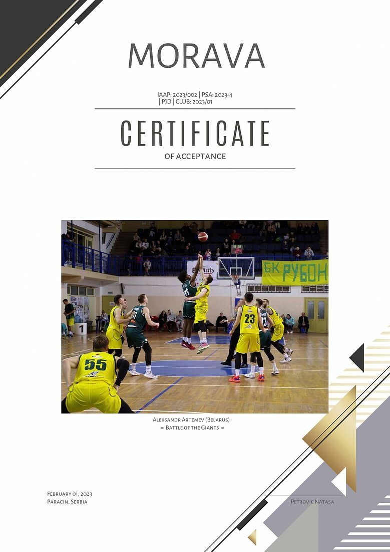 Aleksandr Artemev. Photographic awards. The International exhibition Morava (PSA 2023-4, Art Team 2023/01)