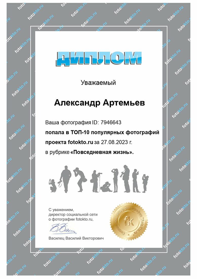 Aleksandr Artemev. Photographic awards. В рабочий полдень