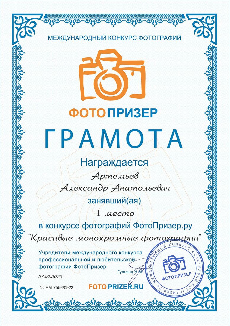 Aleksandr Artemev. Photographic awards. Together