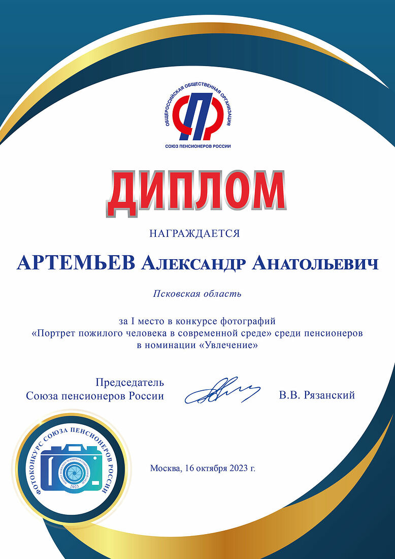 Aleksandr Artemev. Photographic awards. Untitled