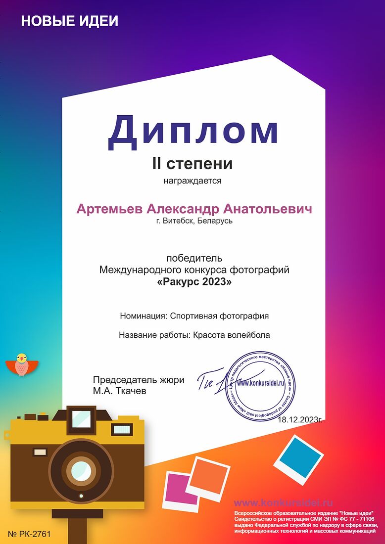 Aleksandr Artemev. Photographic awards. Untitled